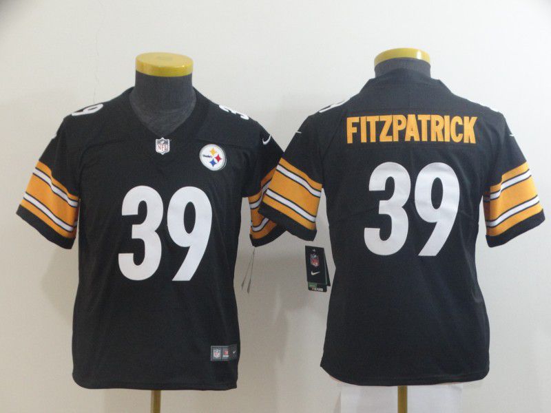 Youth Pittsburgh Steelers 39 Fitzpatrick Black Nike 2019 Vapor Untouchable Elite Player